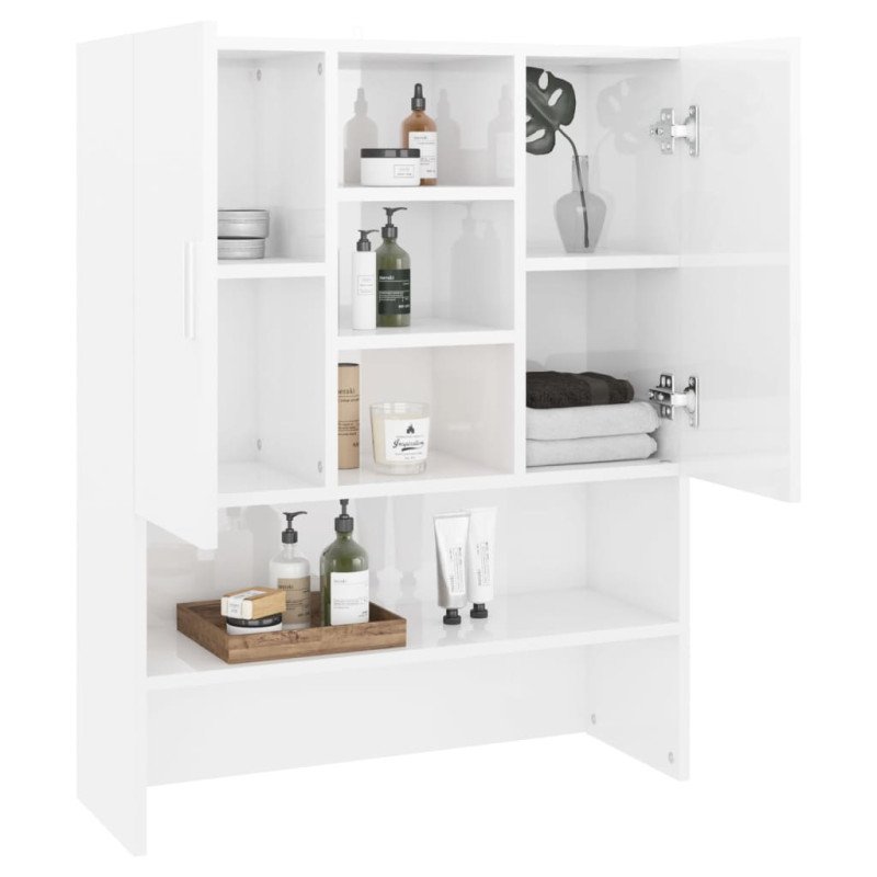 vidaXL Skrinka na práčku lesklá biela 70,5x25,5x90 cm