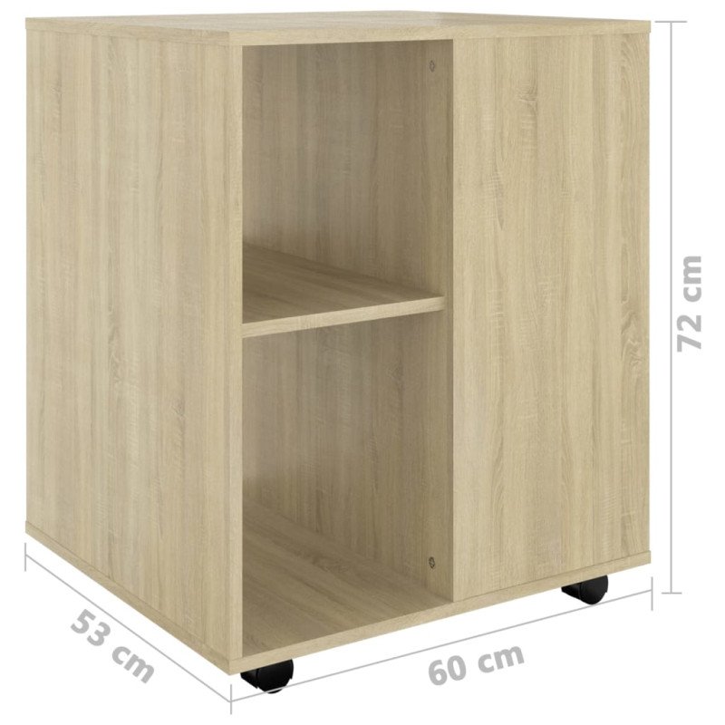 vidaXL Skrinka na kolieskach dub sonoma 60x53x72 cm drevotrieska 