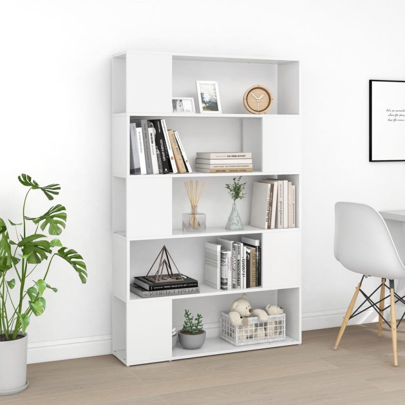 vidaXL Knižnica deliaca stena biela 100x24x155 cm drevotrieska