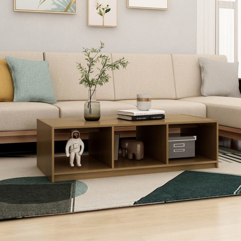 vidaXL Konferenčný stolík medovo-hnedý 110x50x34 cm borovicový masív