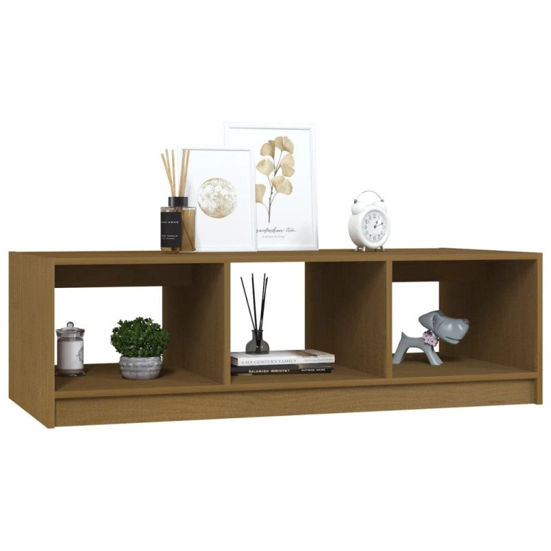 vidaXL Konferenčný stolík medovo-hnedý 110x50x34 cm borovicový masív
