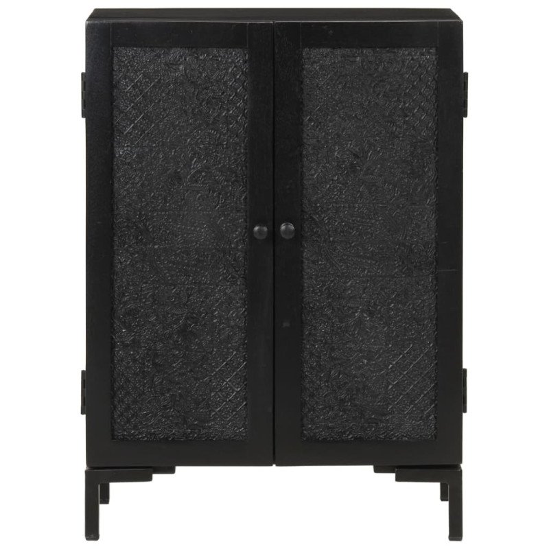 vidaXL Komoda čierna 55x30x77 cm masívne mangovníkové drevo a železo