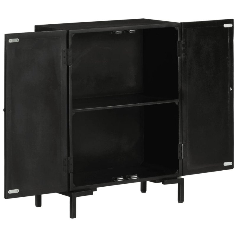 vidaXL Komoda čierna 55x30x77 cm masívne mangovníkové drevo a železo