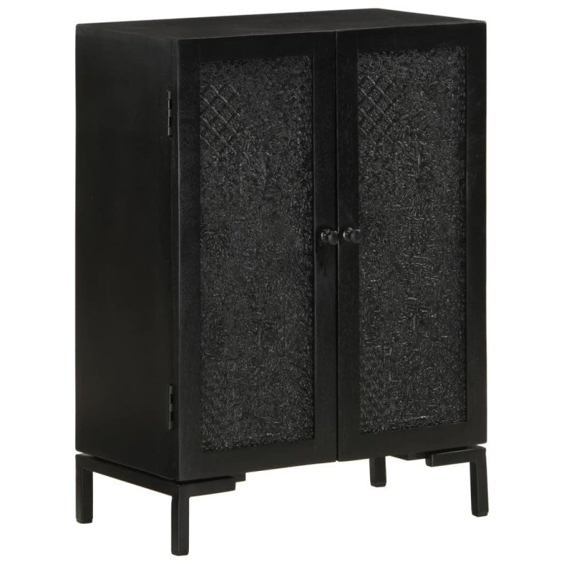 vidaXL Komoda čierna 55x30x77 cm masívne mangovníkové drevo a železo