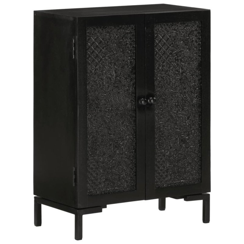 vidaXL Komoda čierna 55x30x77 cm masívne mangovníkové drevo a železo