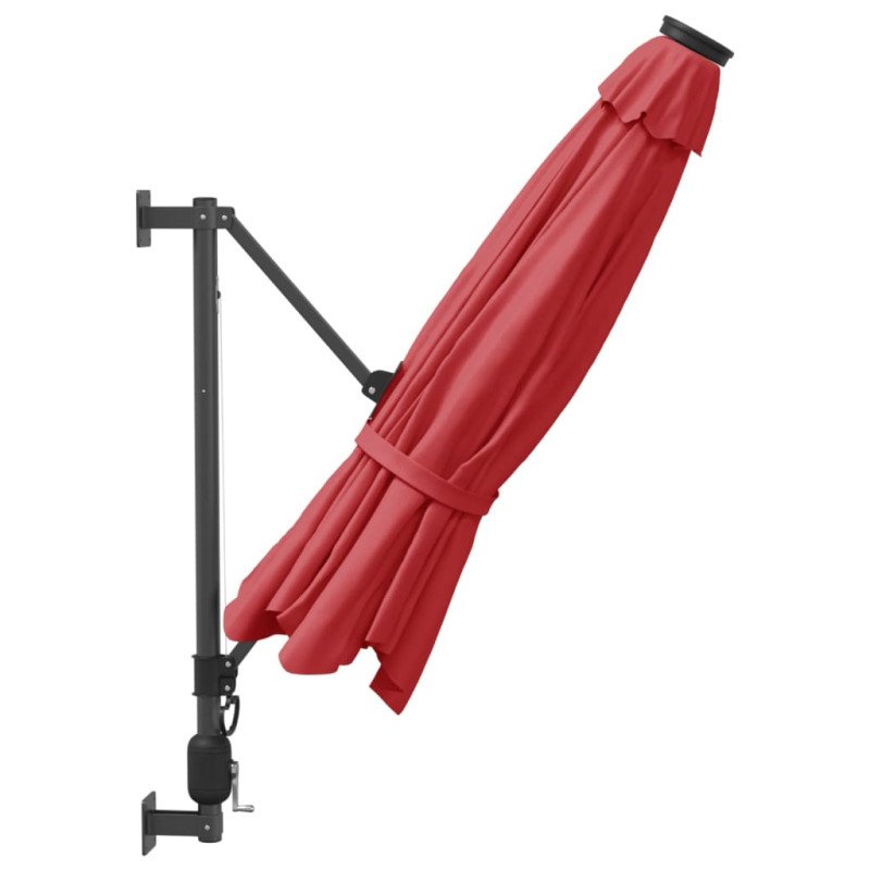 vidaXL Nástenný slnečník jasne červený 290 cm