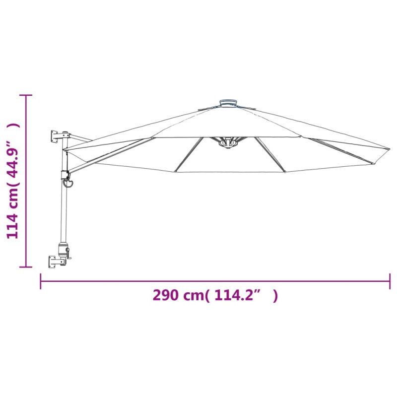 vidaXL Nástenný slnečník jasne červený 290 cm