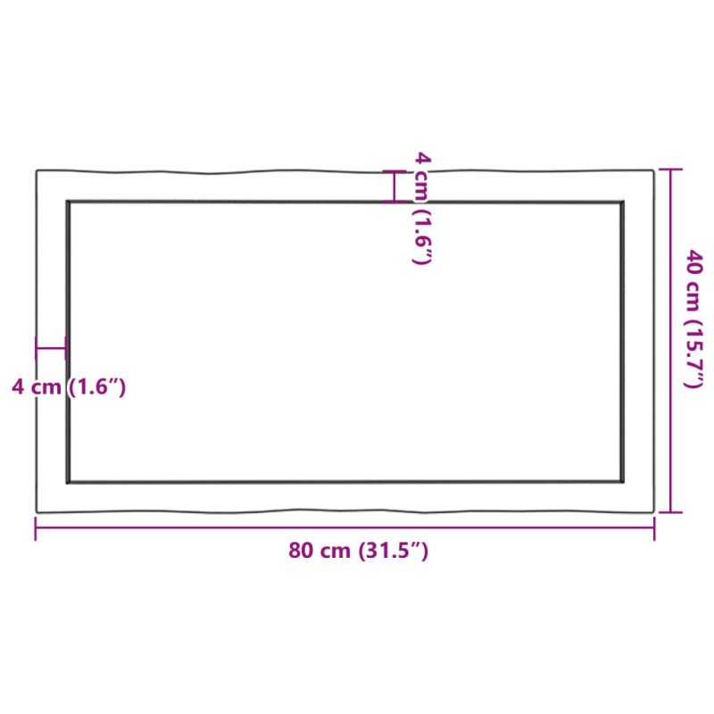 vidaXL Stolová doska 80x40x(2-6) cm neošetrený masív živé hrany