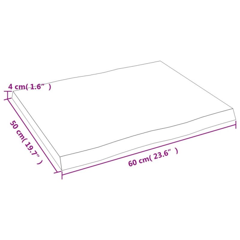 vidaXL Stolová doska svetlohnedá 60x50x(2-4)cm ošetrený masív hrany