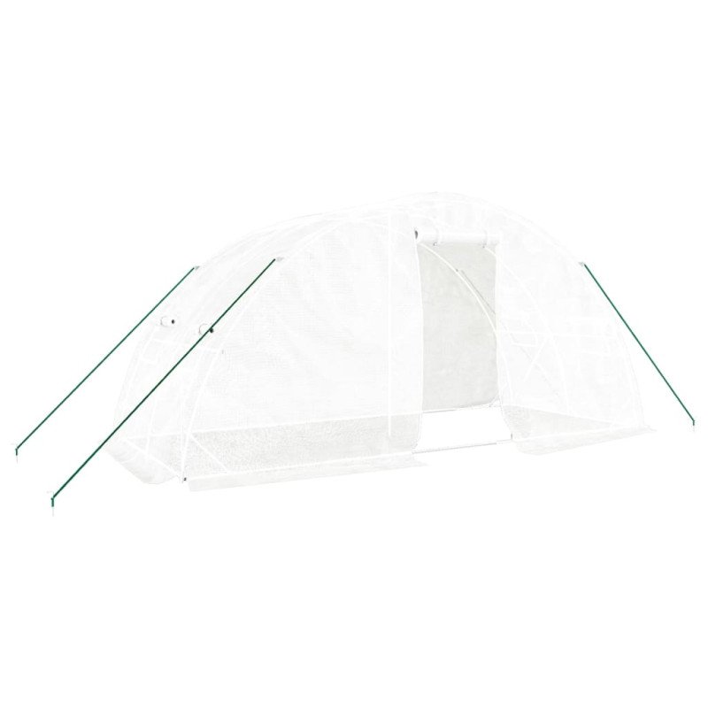 vidaXL Fóliovník s oceľovým rámom biely 10 m² 5x2x2,3 m