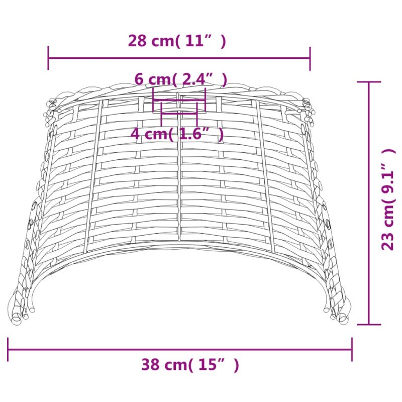 vidaXL Tienidlo na stropnú lampu hnedá Ø38x23 cm prútený