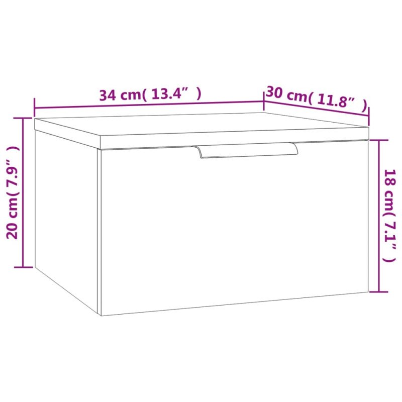vidaXL Nástenné nočné stolíky 2 ks čierne 34x30x20 cm