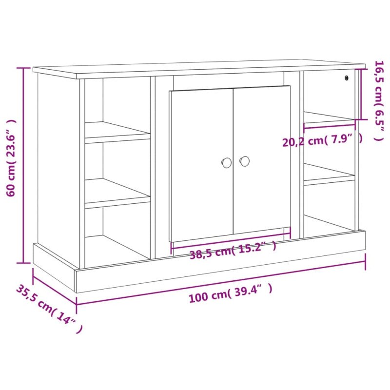 vidaXL Komoda hnedý dub 100x35,5x60 cm spracované drevo