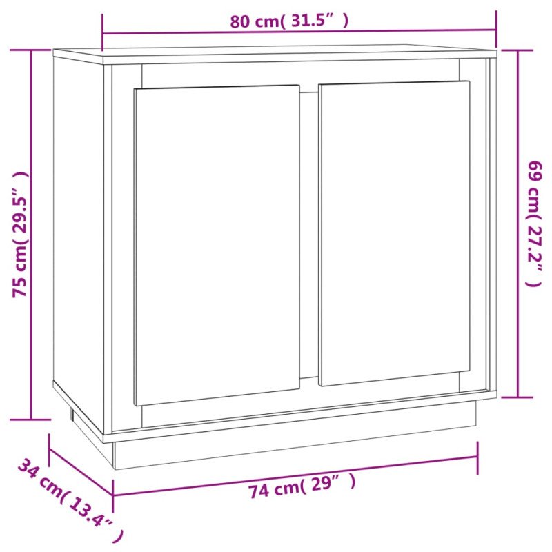 vidaXL Komoda dub sonoma 80x34x75 cm kompozitné drevo