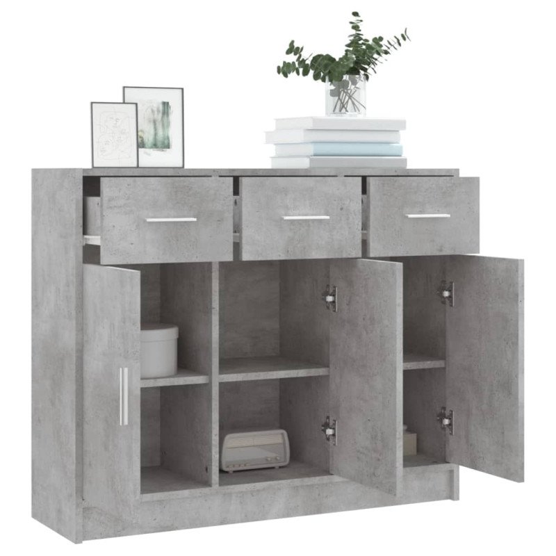 vidaXL Komoda betónovo sivá 91x28x75 cm kompozitné drevo