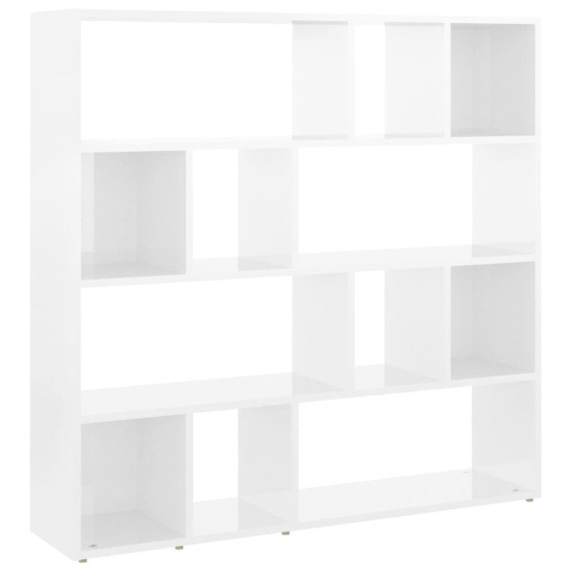 vidaXL Knižnica/deliaca stena lesklá biela 105x24x102 cm