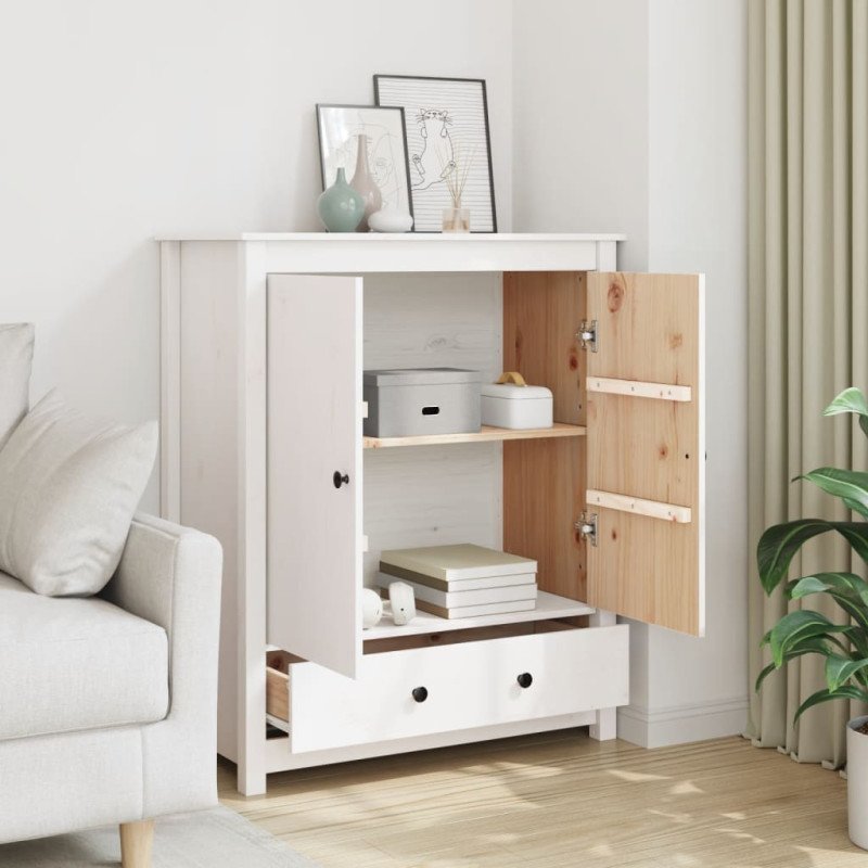 vidaXL Vysoká skrinka biela 83x41,5x100 cm borovicový masív