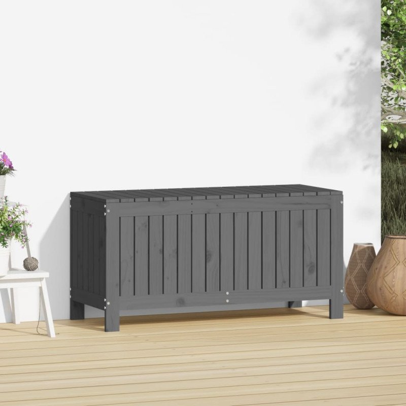 vidaXL Záhradný úložný box sivý 108x42,5x54 cm masívna borovica