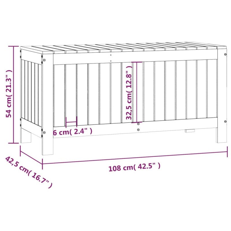 vidaXL Záhradný úložný box sivý 108x42,5x54 cm masívna borovica