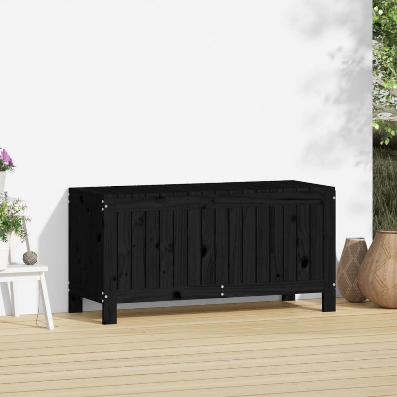 vidaXL Záhradný úložný box čierny 108x42,5x54 cm masívna borovica