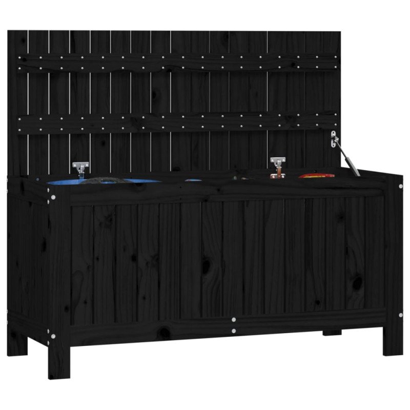 vidaXL Záhradný úložný box čierny 108x42,5x54 cm masívna borovica