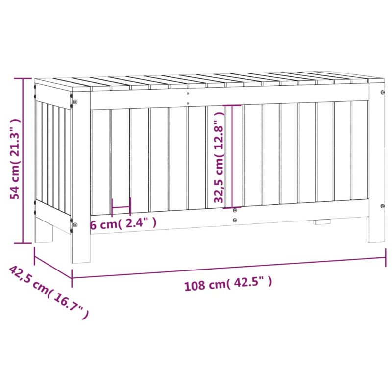 vidaXL Záhradný úložný box čierny 108x42,5x54 cm masívna borovica