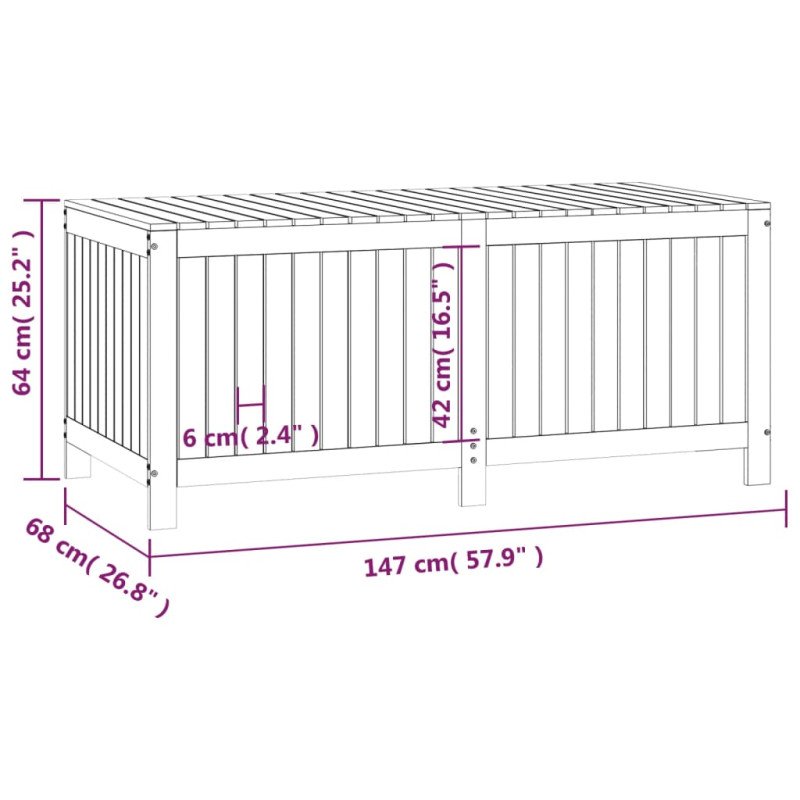 vidaXL Záhradný úložný box sivý 147x68x64 cm masívna borovica