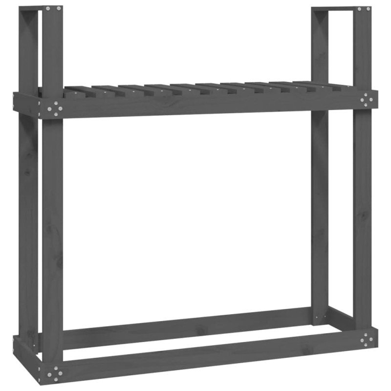 vidaXL Stojan na palivové drevo sivý 110x35x108,5 cm masívna borovica