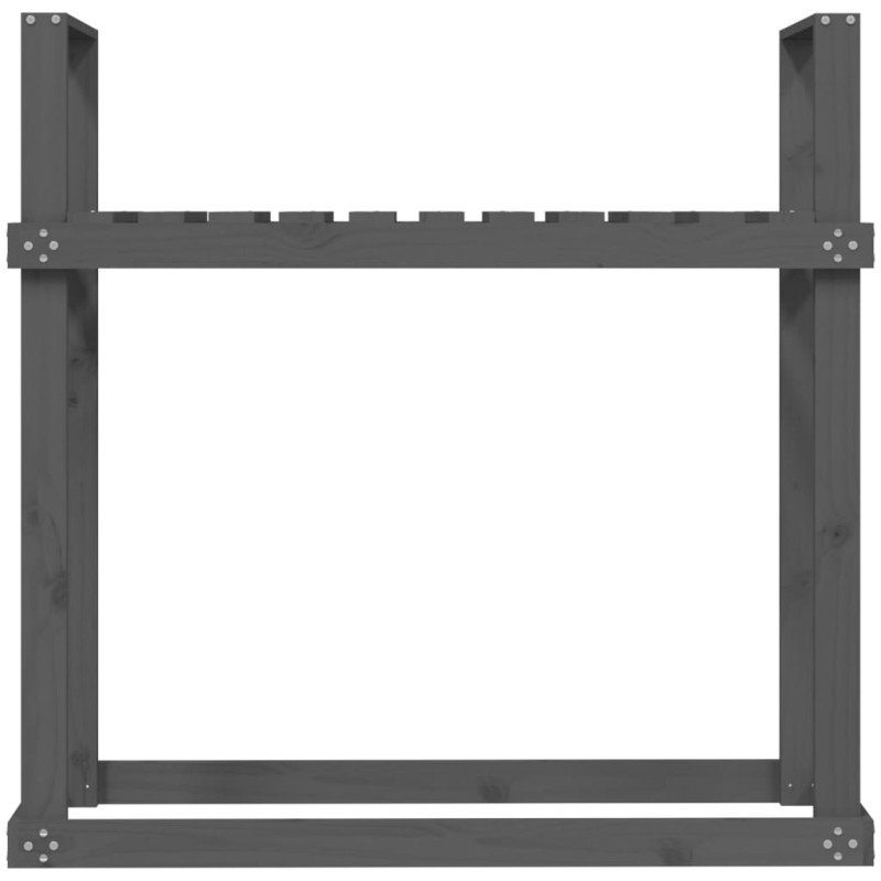 vidaXL Stojan na palivové drevo sivý 110x35x108,5 cm masívna borovica