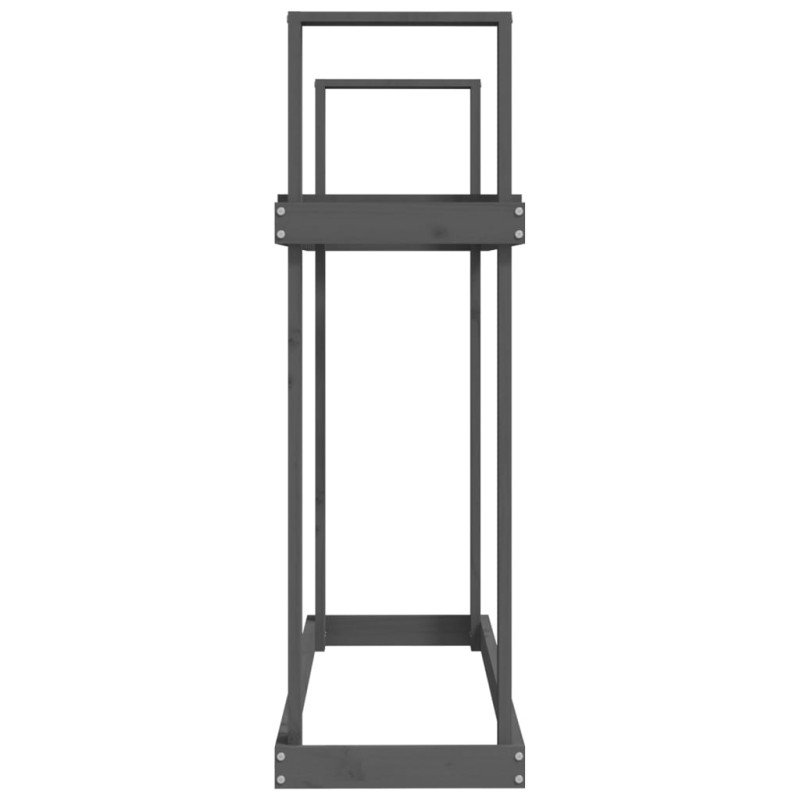 vidaXL Stojan na palivové drevo sivý 110x35x108,5 cm masívna borovica