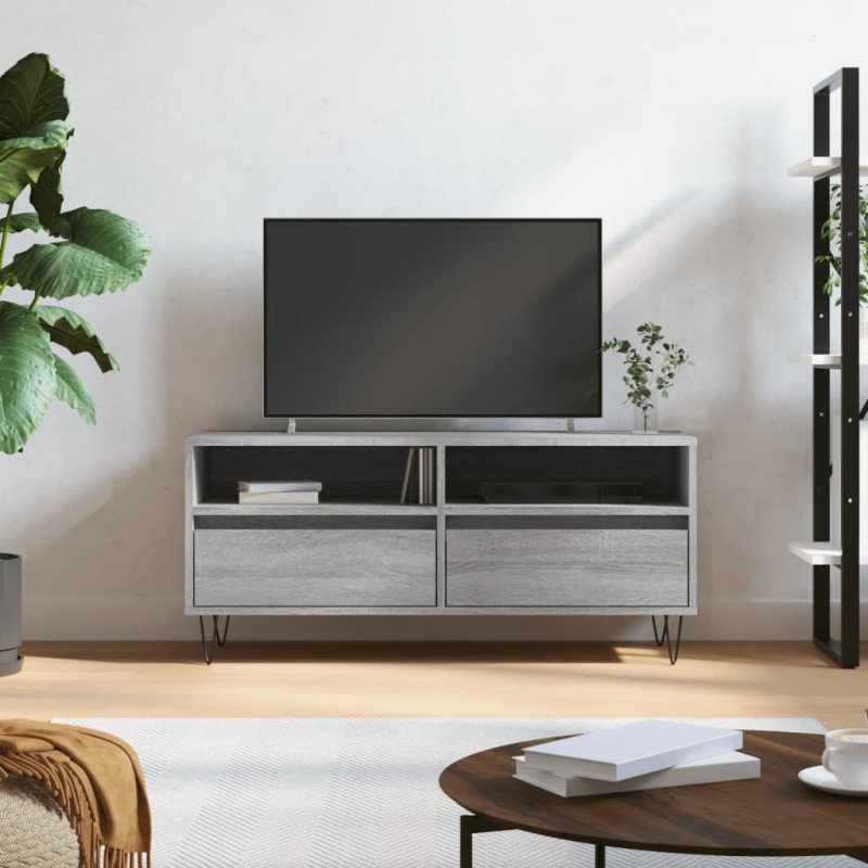 vidaXL TV skrinka sivý dub sonoma 100x34,5x44,5 cm spracované drevo