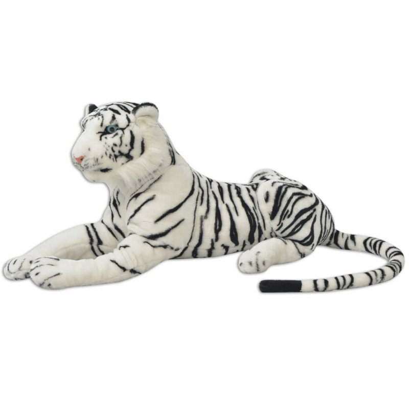 vidaXL Hračka plyšový tiger, biely, XXL