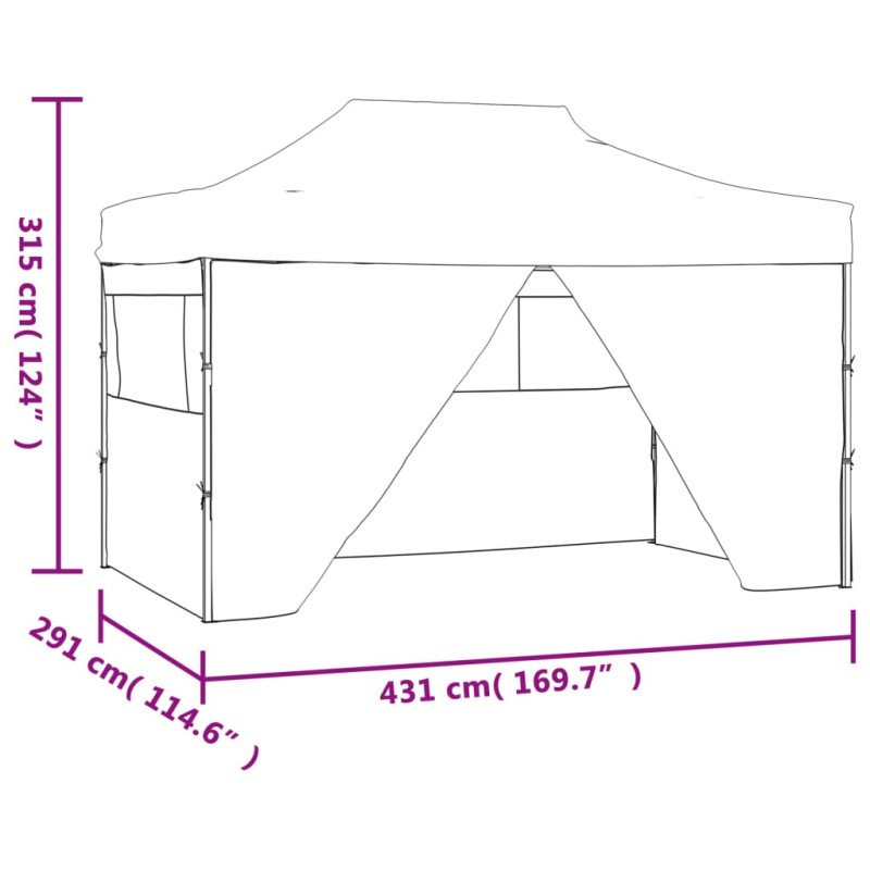 vidaXL Skladací záhradný stan so 4 bočnými stenami 3x4,5 m, modrý