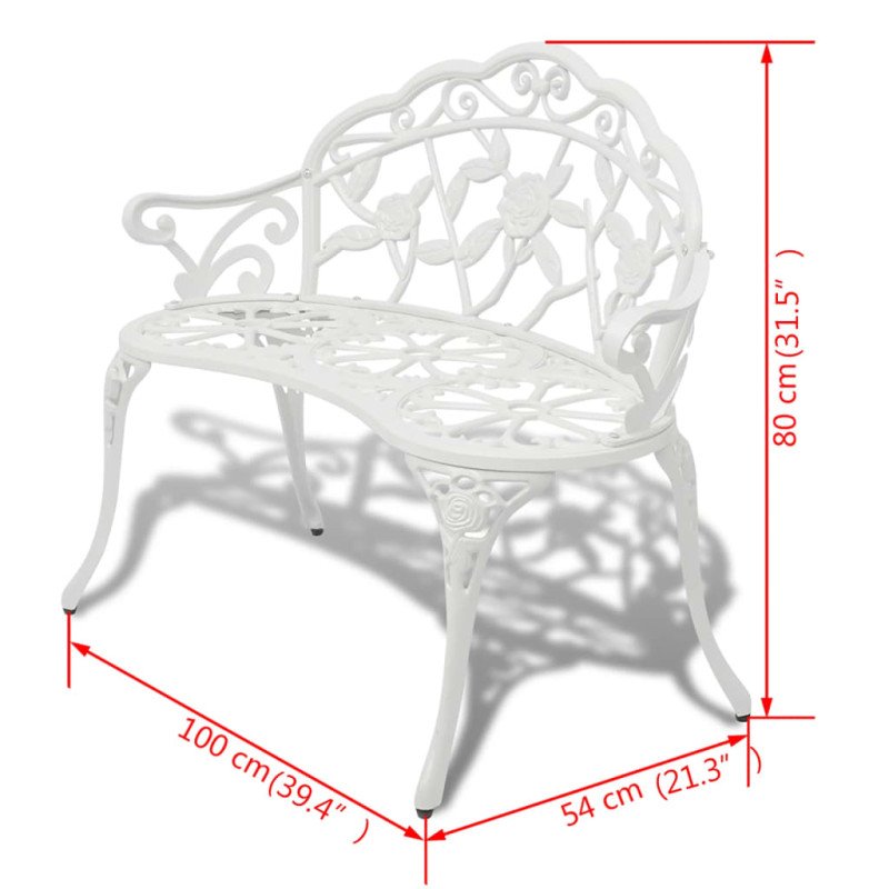 vidaXL Záhradná lavička 100 cm, odlievaný hliník, biela