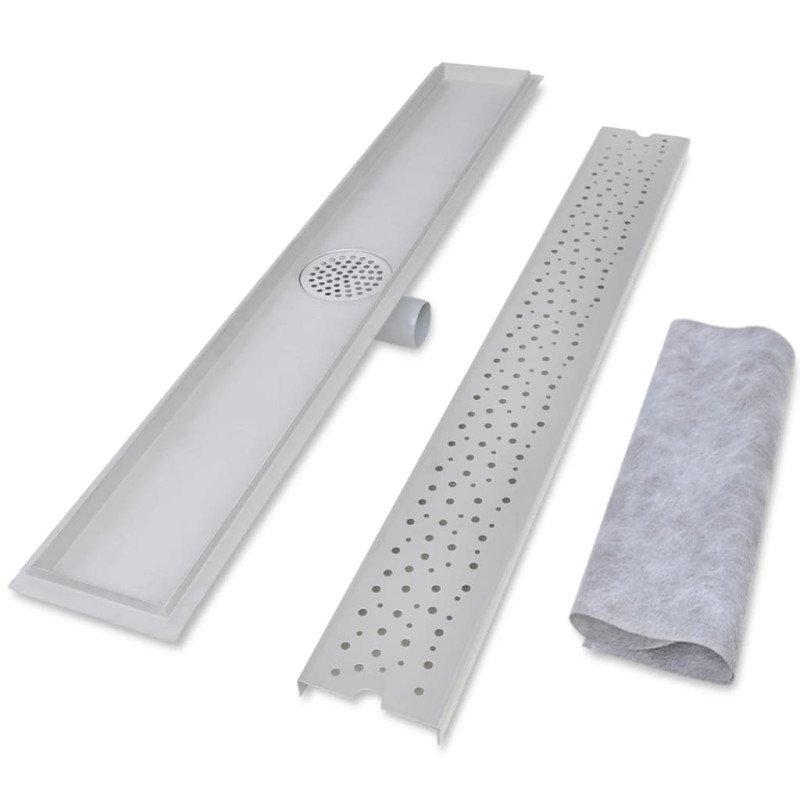 vidaXL Rovný sprchový odtok s bublinkami, 930x140 mm, nerezová oceľ
