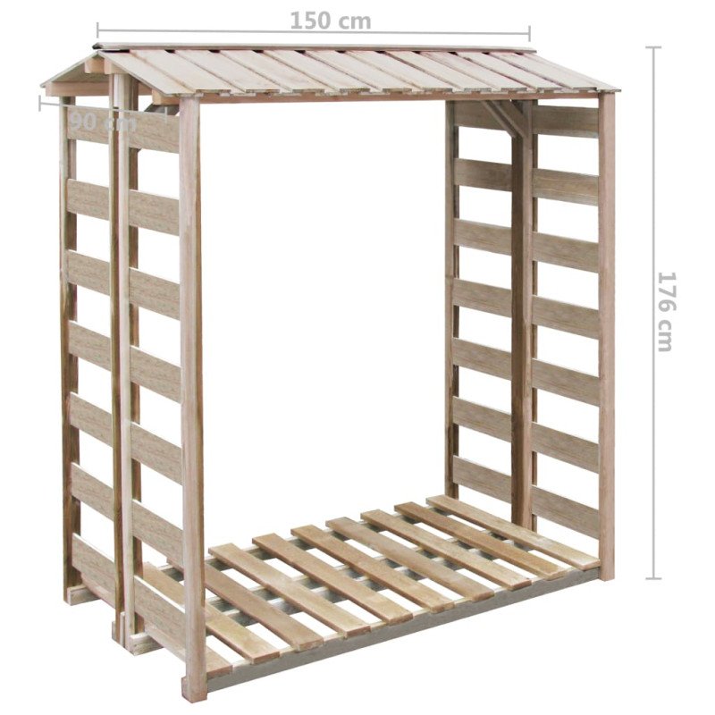 vidaXL Prístrešok na drevo 150x90x176 cm, impregnovaná borovica