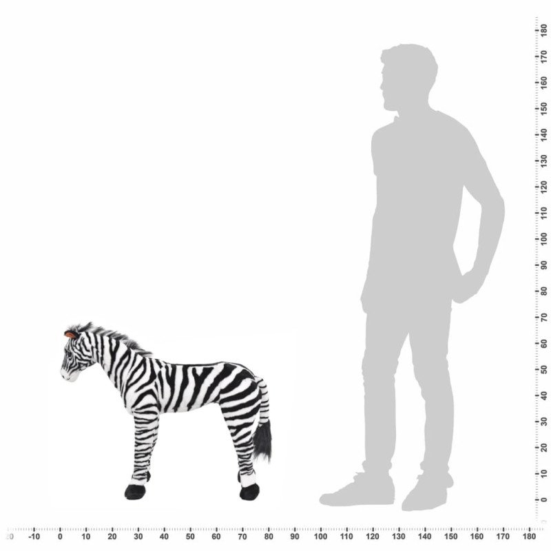 vidaXL Stojaca plyšová hračkárska zebra, čierno biela XXL