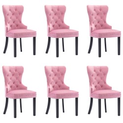  vidaXL Jedálenské stoličky 6 ks, ružové, zamat