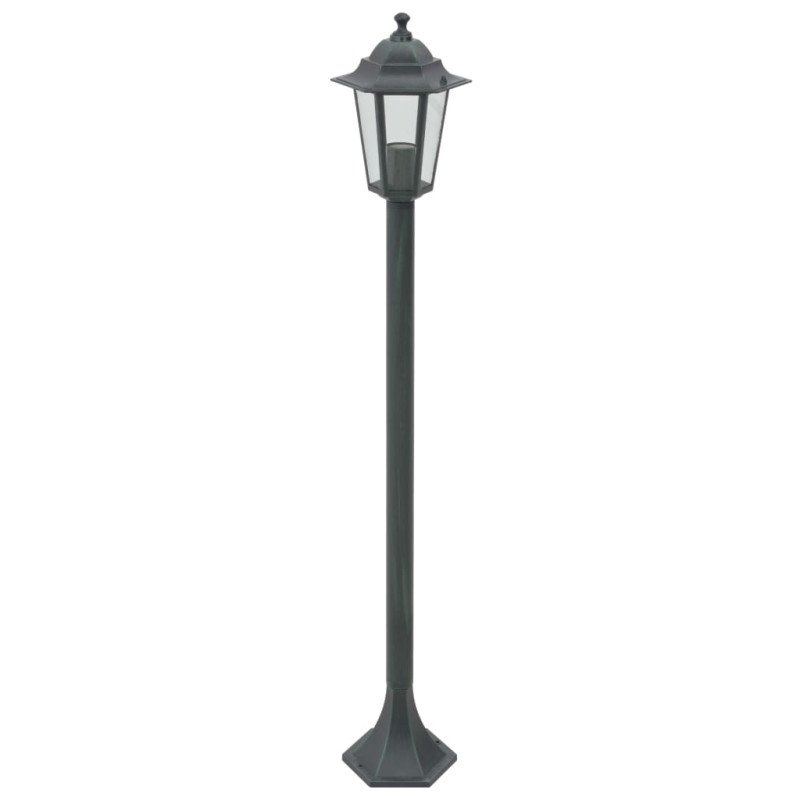vidaXL Záhradné stĺpové lampy 6 ks E27 110 cm hliníkové tmavozelené