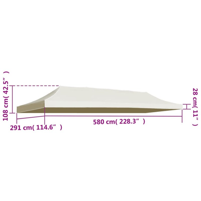 vidaXL Strecha na párty stan 3x6 m, krémová