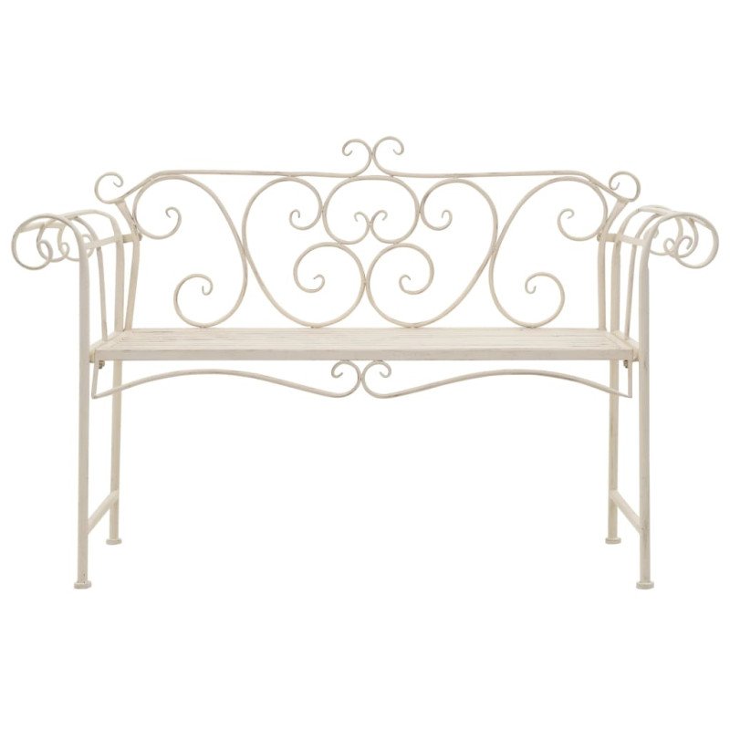 vidaXL Záhradná lavička 132 cm, kov, starožitná, biela