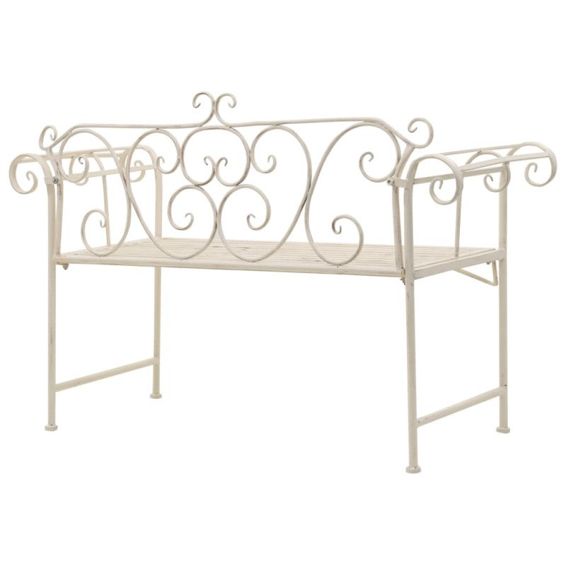 vidaXL Záhradná lavička 132 cm, kov, starožitná, biela