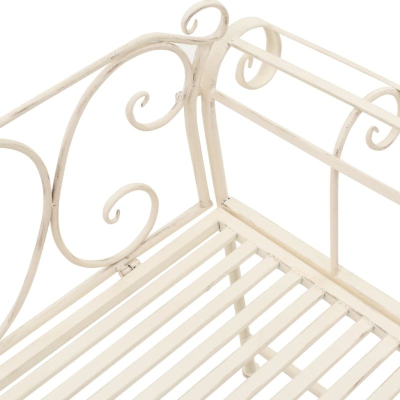 vidaXL Záhradná lavička 132 cm, kov, starožitná, biela