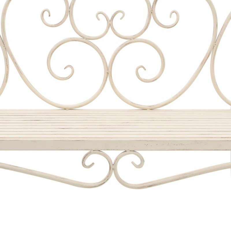 vidaXL Záhradná lavička 132 cm, kov, starožitná, biela