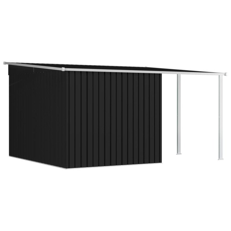 vidaXL Záhradná kôlňa, predĺžená strecha, antracit 336x270x181cm, oceľ