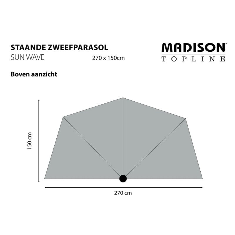 Madison Slnečník na balkón Sun Wave 270x150 cm, svetlosivý