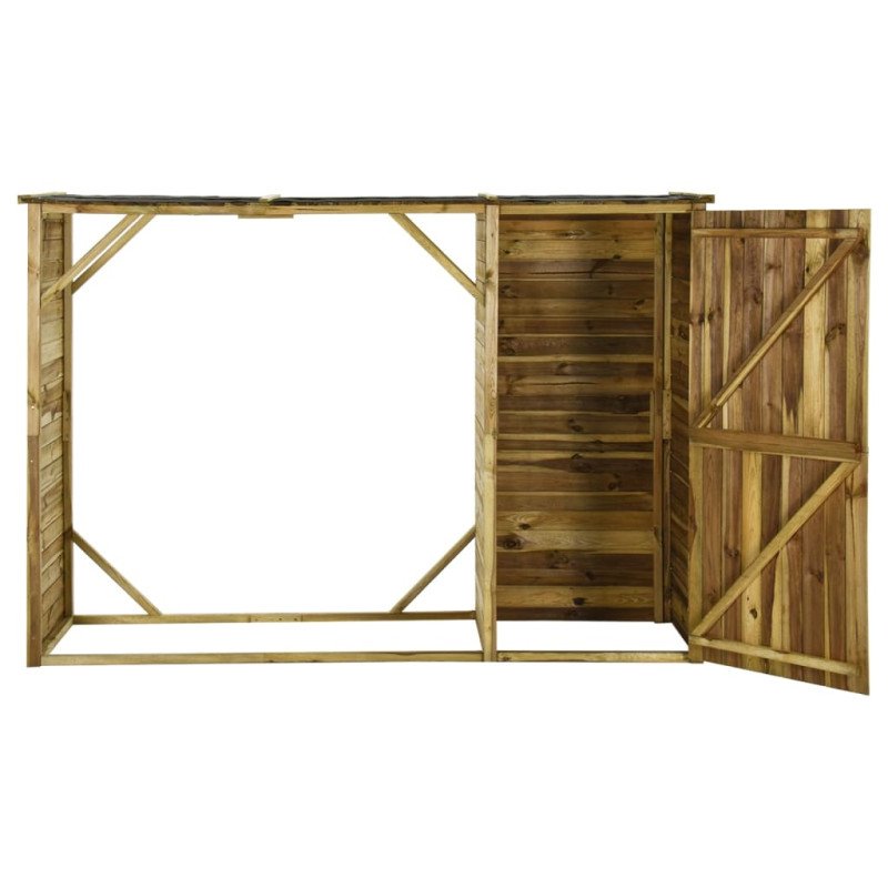 vidaXL Prístrešok na náradie a drevo, borovica 253x80x170 cm