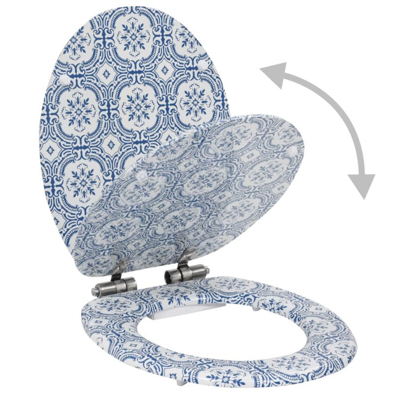 vidaXL WC sedadlo s pomalým sklápaním MDF dizajn porcelánu