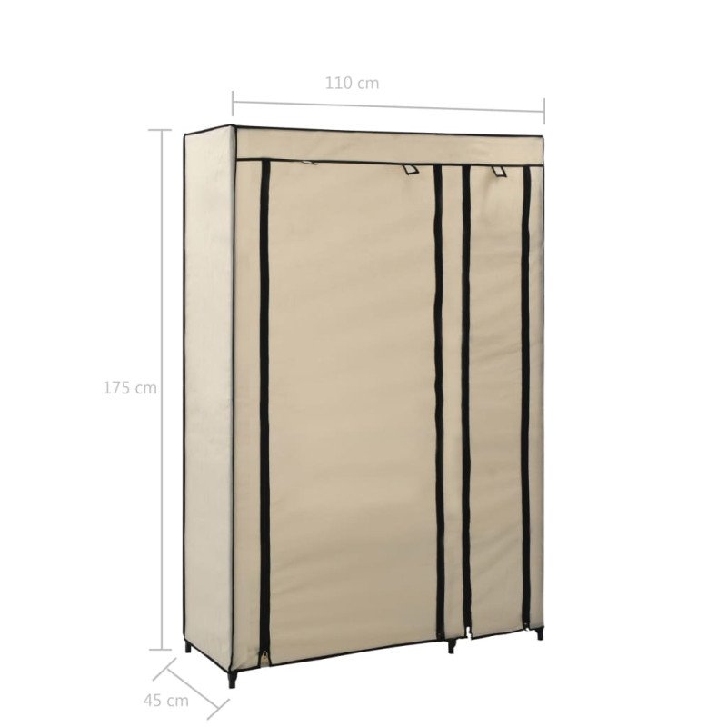 vidaXL Skladacie šatníky 2 ks krémové 110x45x175 cm látkové