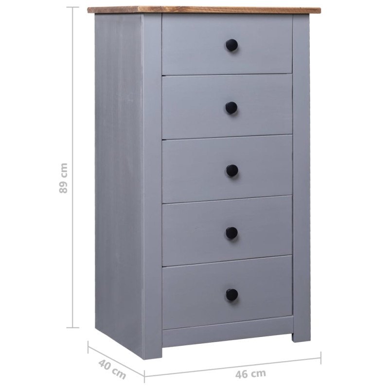 vidaXL Komoda sivá 46x40x89 cm borovicový masív Panama Range